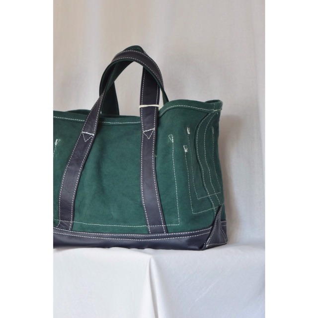 Simva 161-0034G/N Canvas-Leather Tote Small Green/Navy