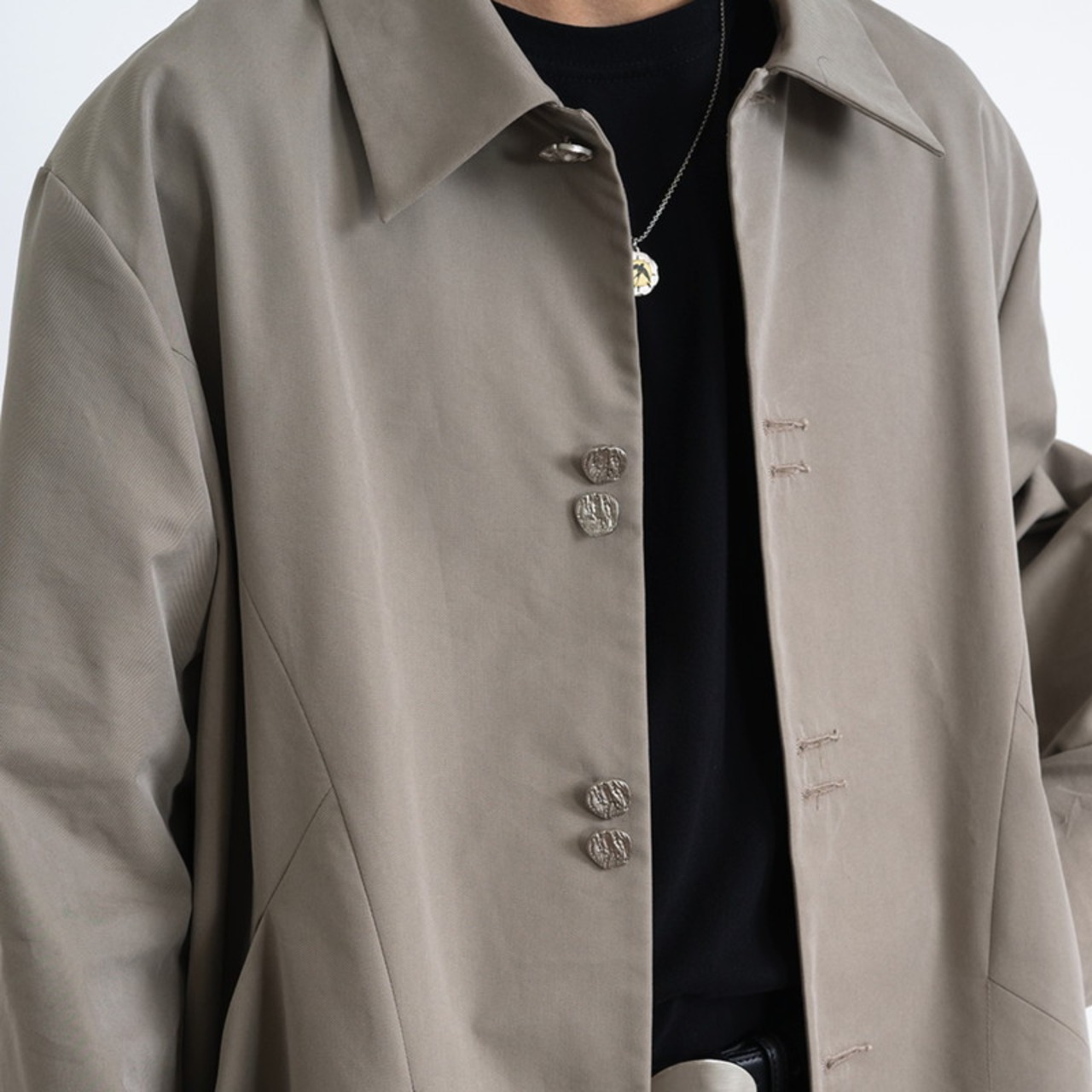 デザインシックボタン薄手コート　954