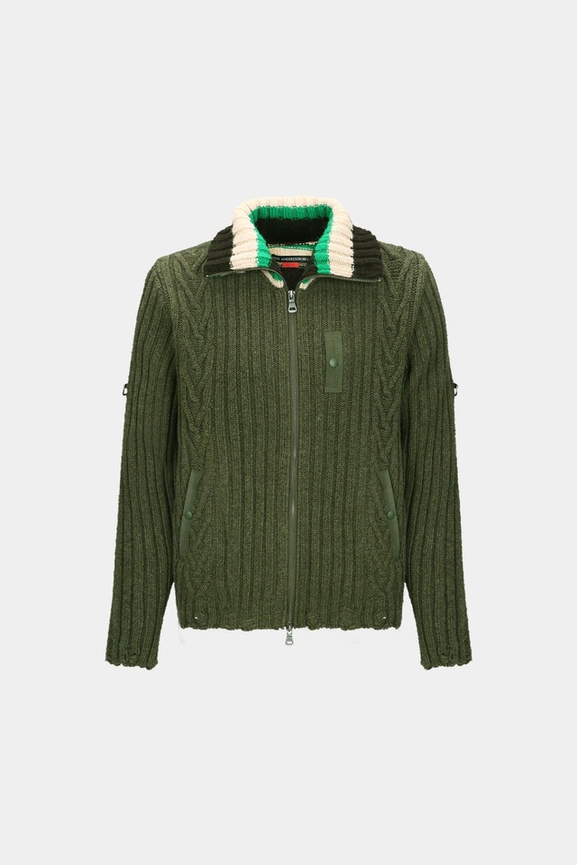 [ANDERSSON BELL] STRIPE HIGH-NECK ZIP-UP SWEATER atb1344m(KHAKI) 正規品 韓国ブランド 韓国通販 韓国代行 韓国ファッション ANDERSSONBELL アンダーソンベル 日本 店舗
