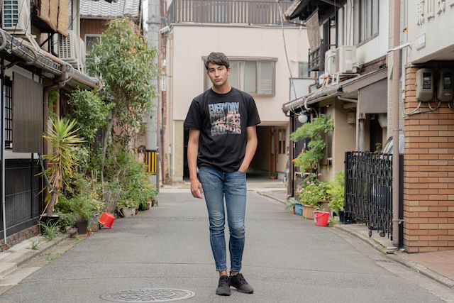 【fourcus.】photographic Tee 「highway」　BLACK