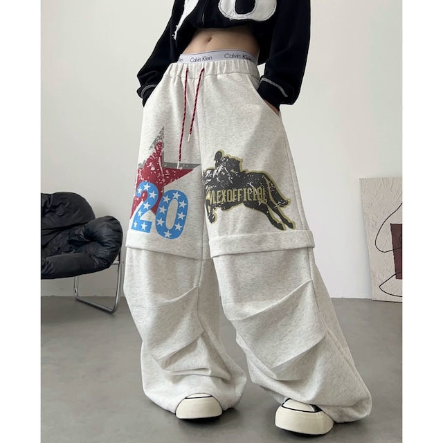 スターナイトグラフィックドレープワイドスウェットパンツ 1col R02811