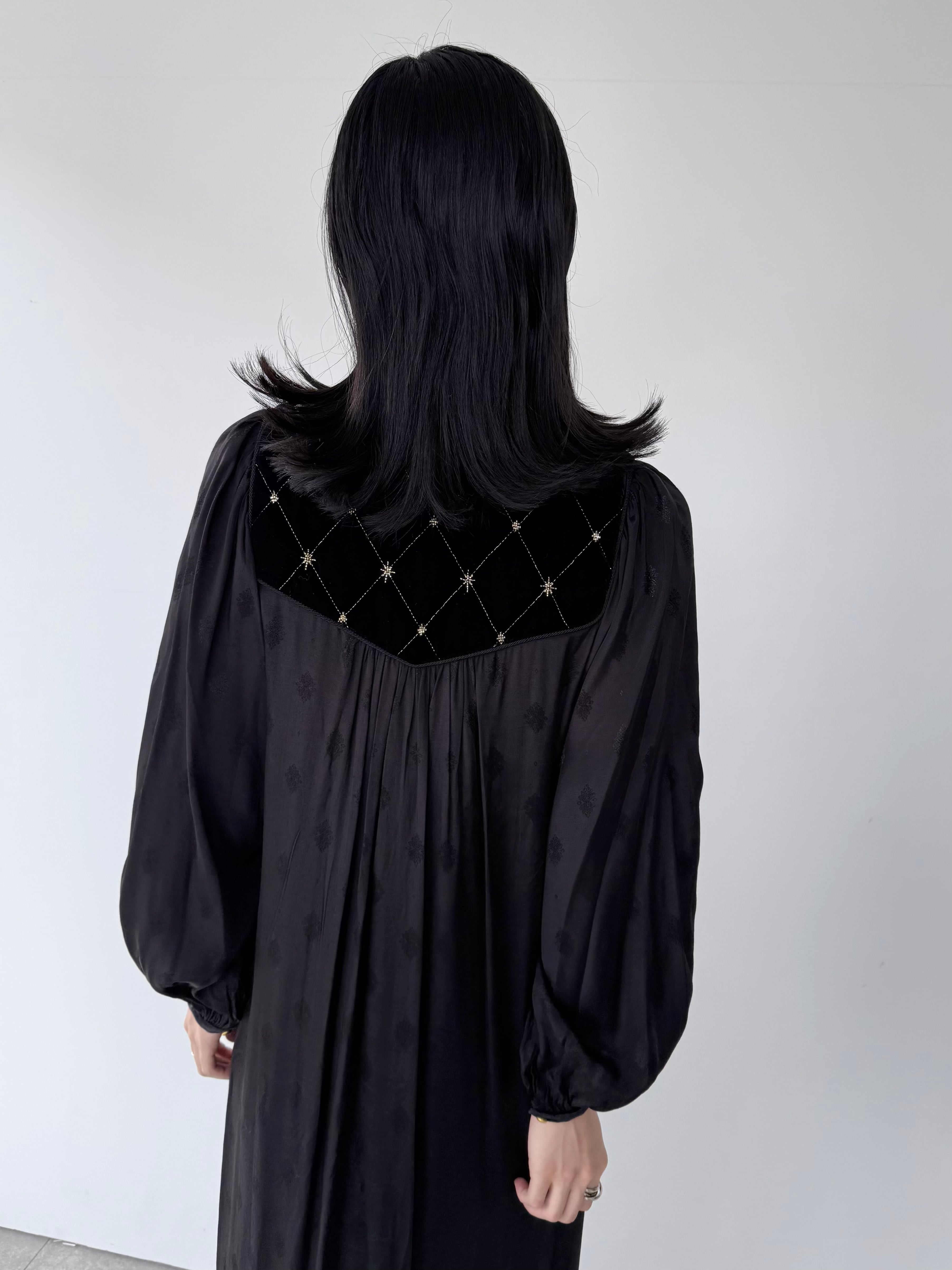 Sara Mallika Velvet Beads Embroidery Dress | KOKO