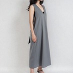 バックリボン Vネックロングワンピース