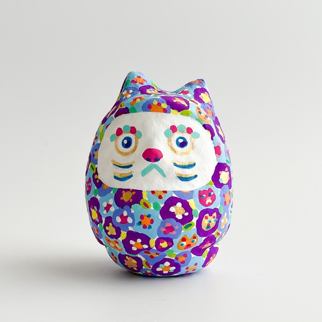 開館100周年記念グッズ　ねこだるま　花猫　22　ブルー