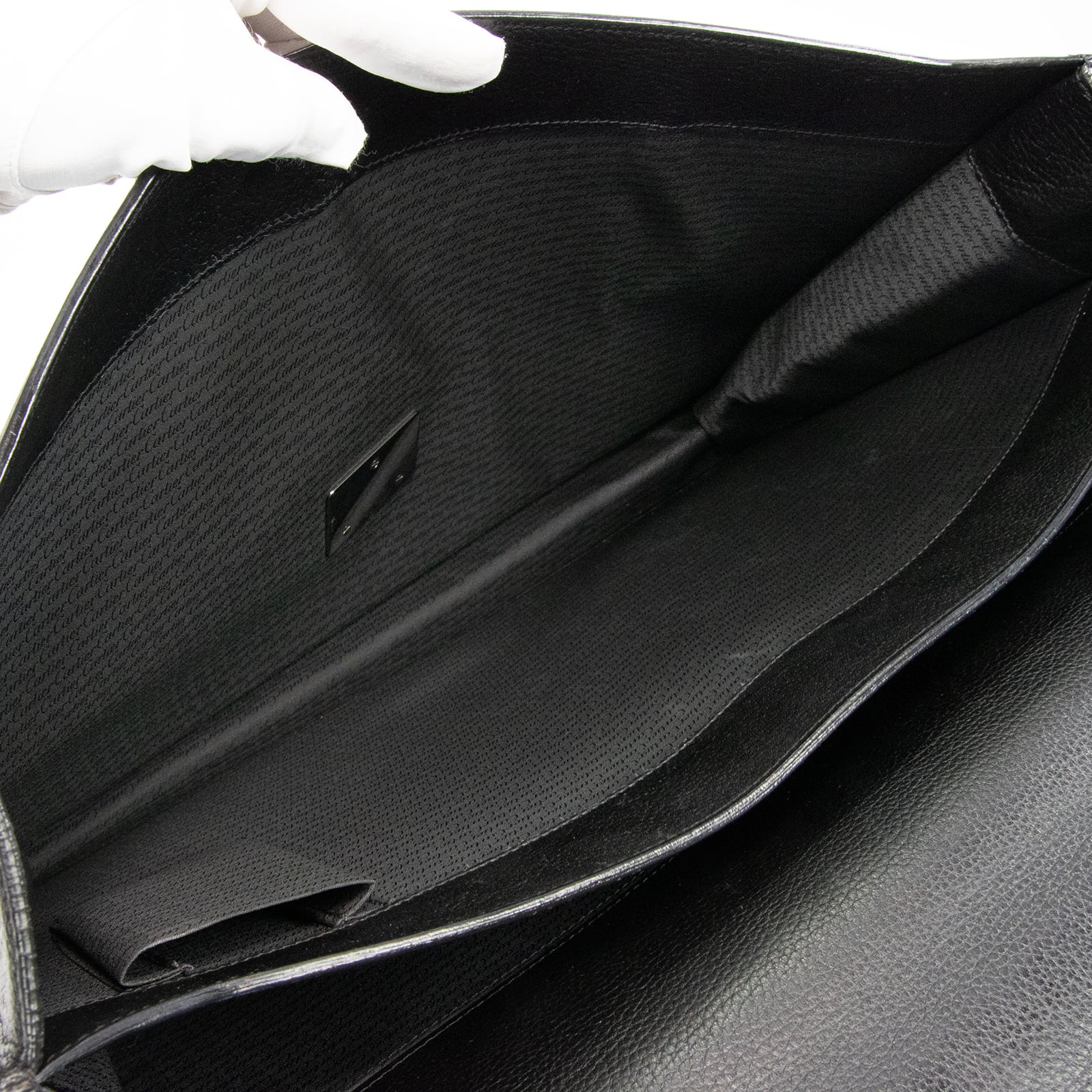 本物 カルティエ ビジネスバッグ メンズ パシャ ドゥ 黒 2Cロゴ 本革