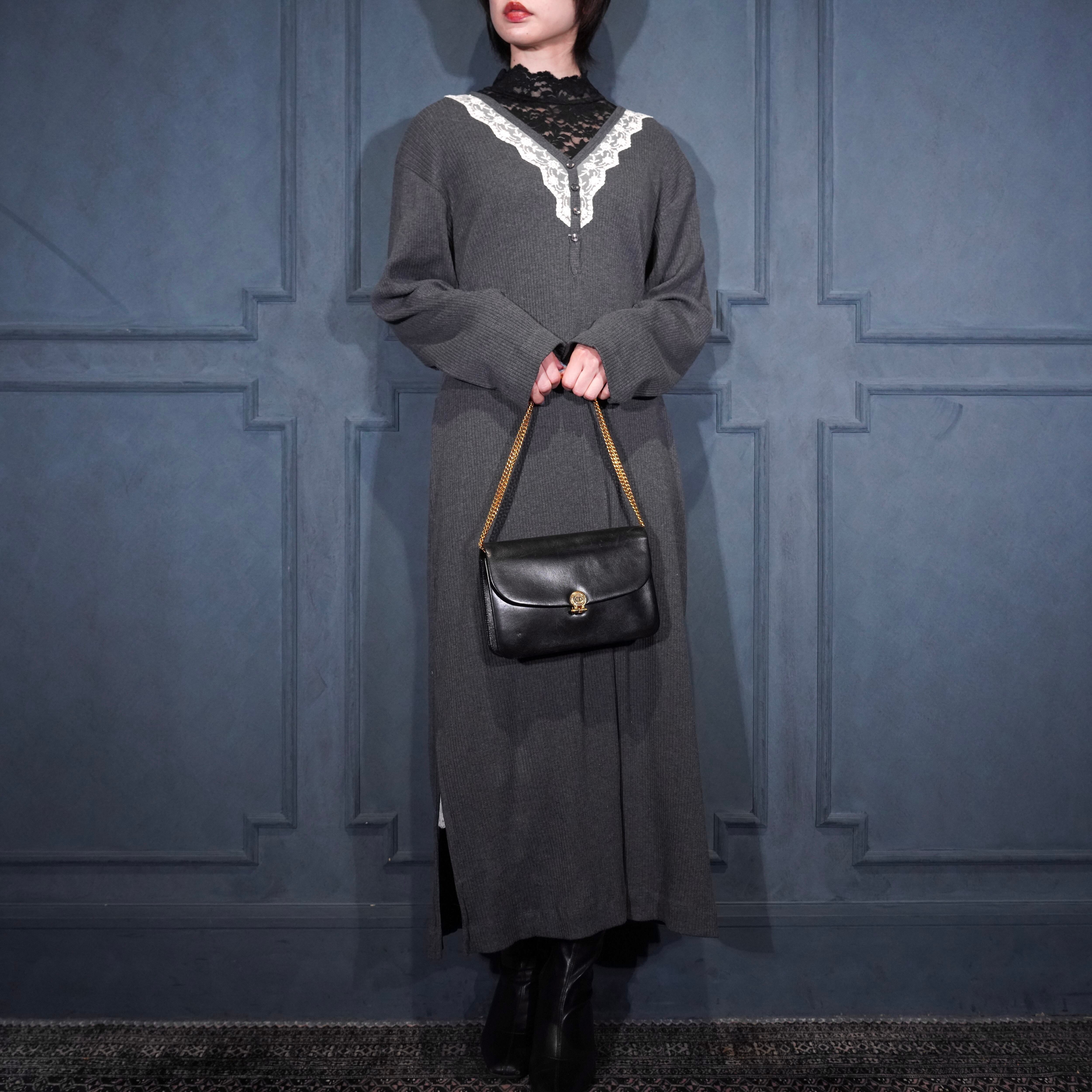 Christian Dior LOGO DESIGN CHAIN LEATHER SHOULDER BAG/クリスチャン