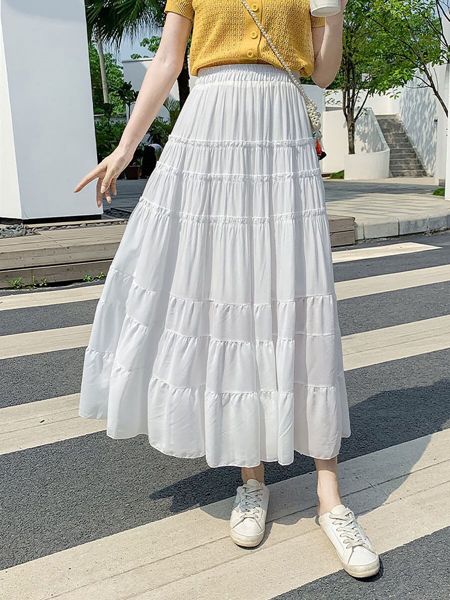 Sara mallika シャーリングスカート ロング レース 黒 2024 Sara