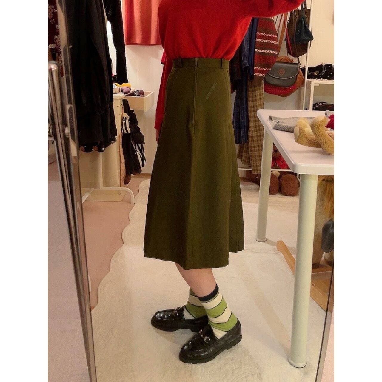 valentino / khaki pleats flare pants