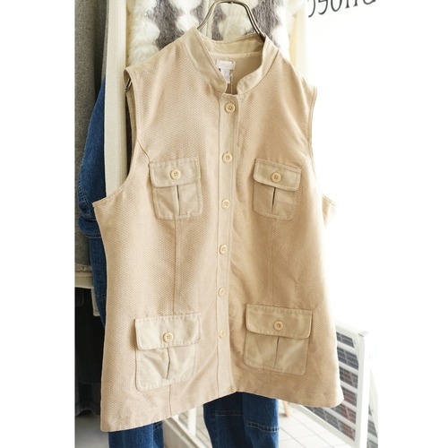 chico’s パンチング フェイクスエード 4ポケット ベスト（表記2・実寸L相当）｜NA453