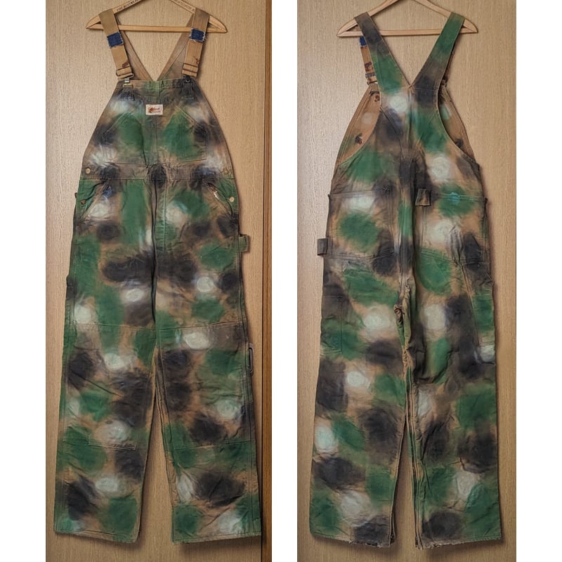 60s Carhartt HEADLIGHT FINCK Brown Duck Overalls （CAMO PAINTED）