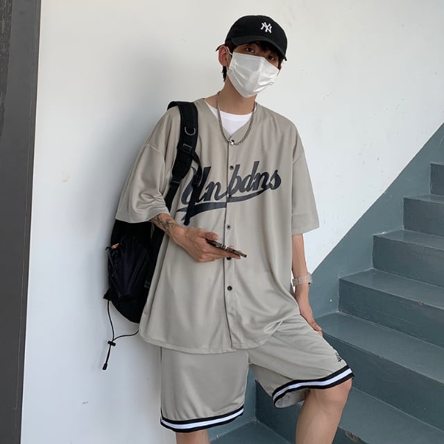 予約販売】メンズ セットアップ 上下 ベイスボール ユニフォーム風