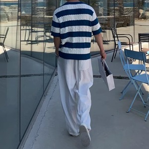 マリンボーダーニットTシャツ　0605