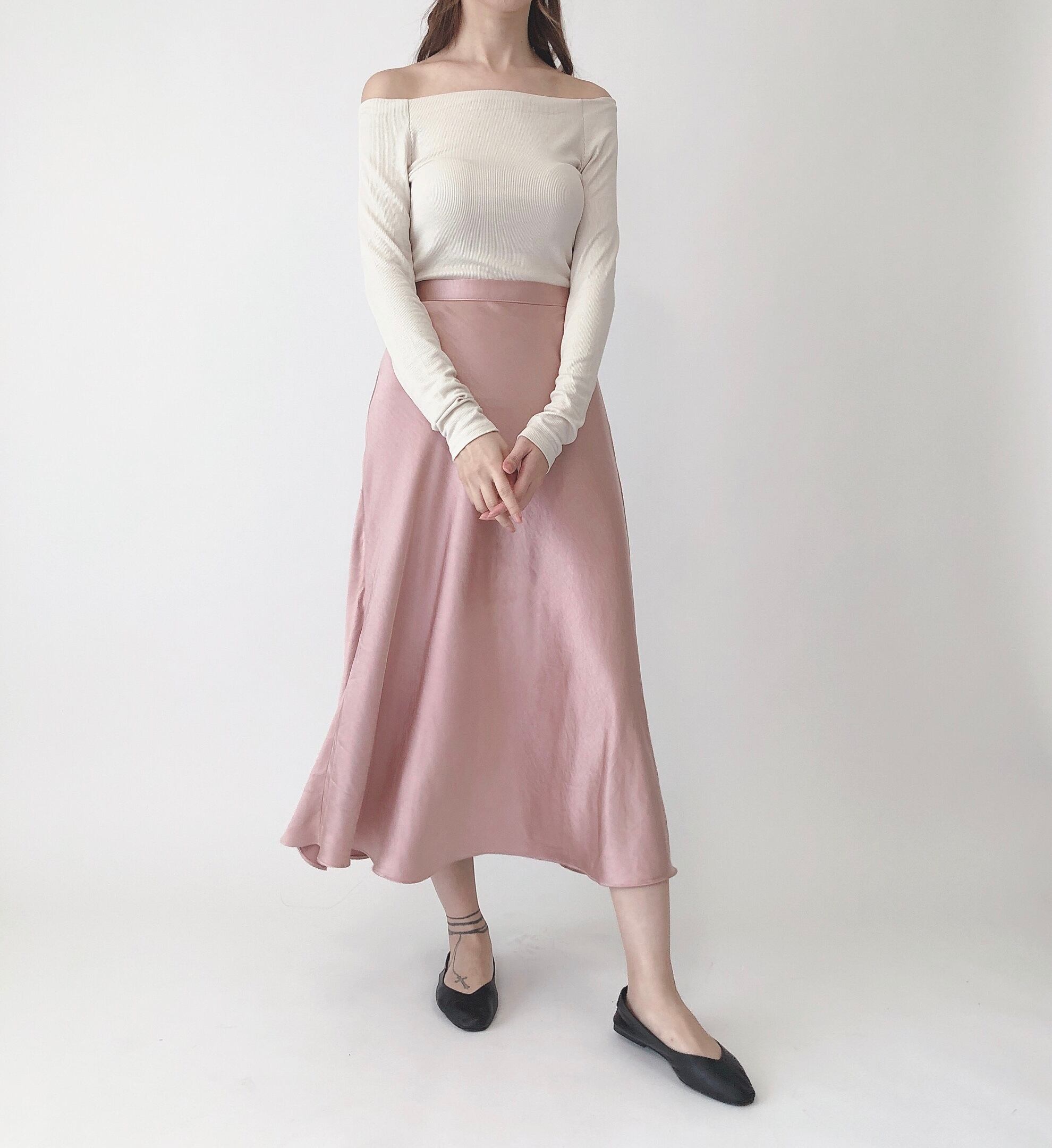Satin skirt / pink(10月下旬発送予定)