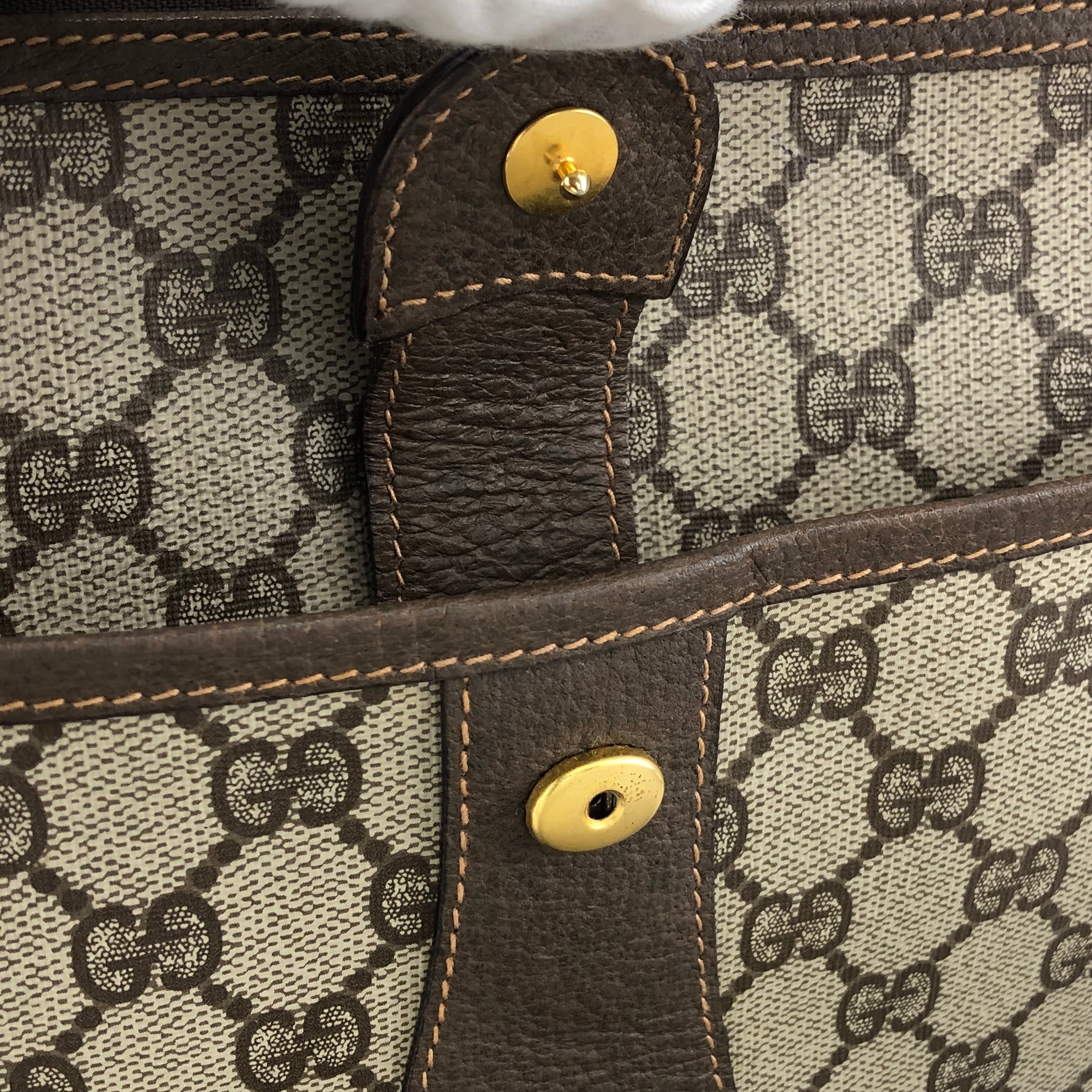 GUCCI グッチ シェリーライン ショルダーバッグ ベージュ PVC レザー