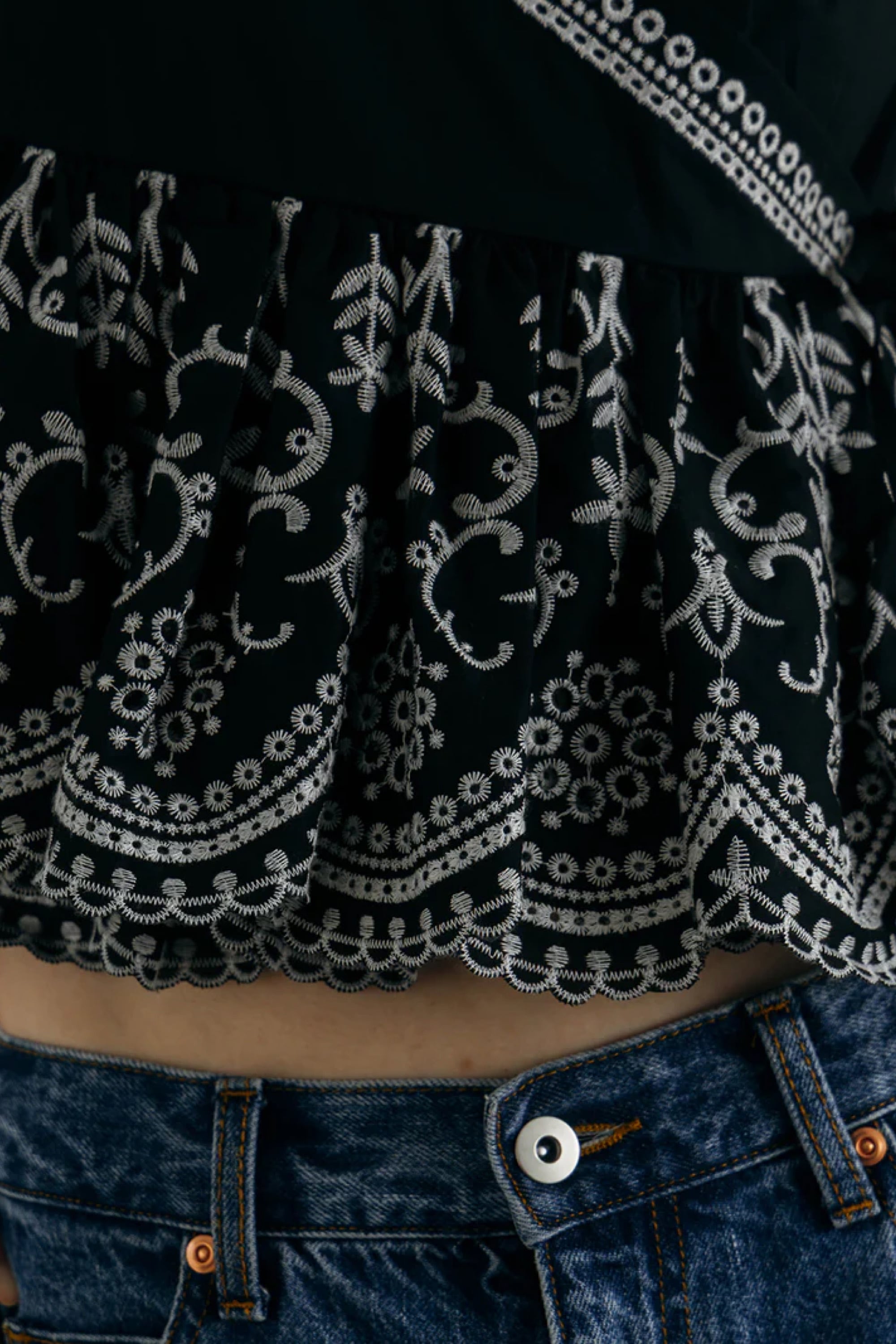 CREDONA LACE PATCHWORK TOPS レースパッチワークトップス Black