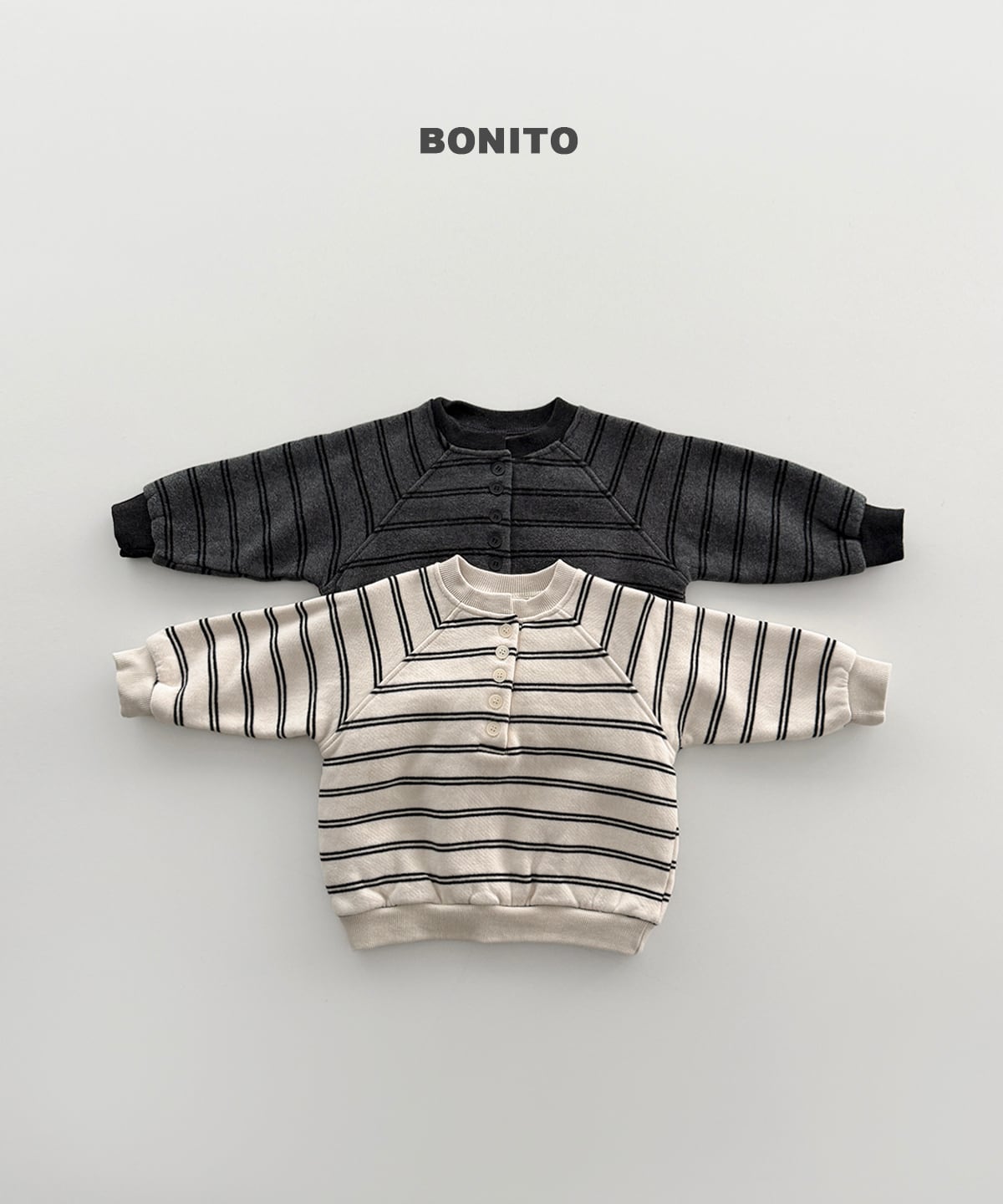 stripe henley neck sweatshirt【BONITO】※12月中旬発送予定
