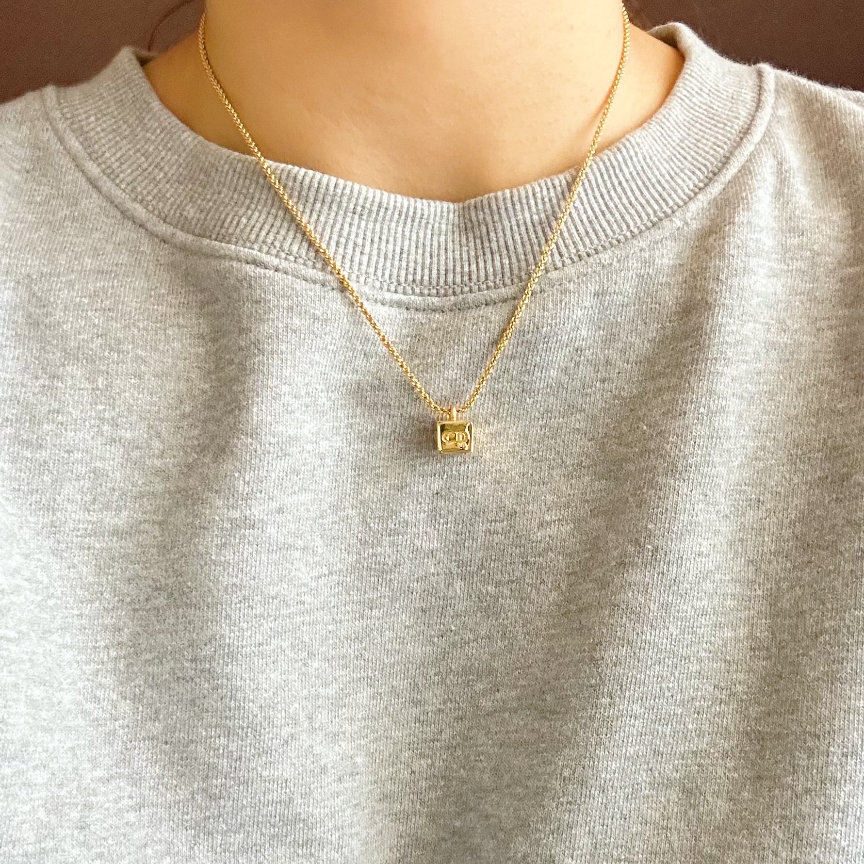 N5182】Christian Dior CD logo cube necklace/クリスチャンディオール