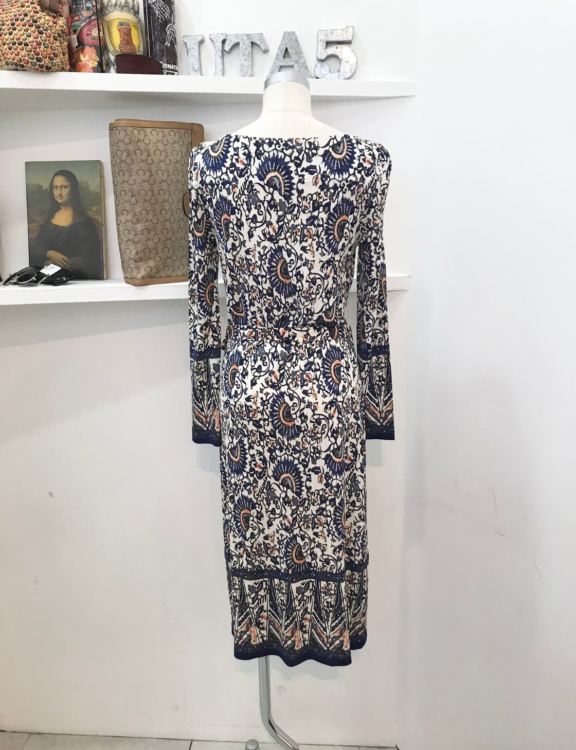 TORY BURCH/one-piece/goldbutton/blue/花柄/ベルト付き/トリーバーチ 