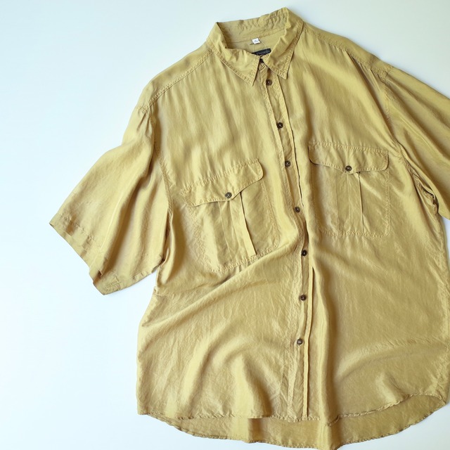 S/S silk big shirt "mustard"