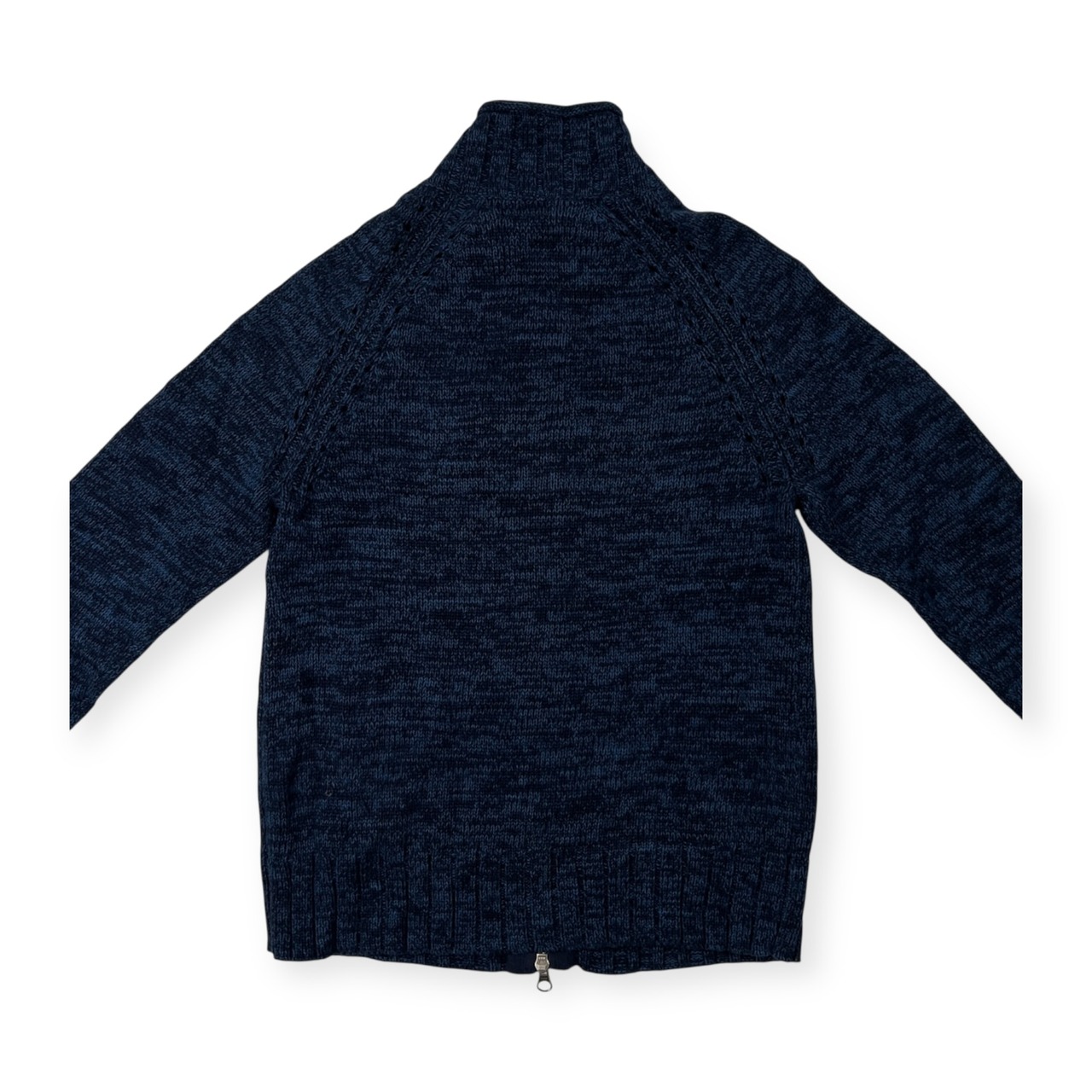 00s Eddie Bauer エディーバウアー ダブルジップ メランジ コットンニット ジャケット サイズ XS /ネイビーブルー