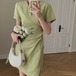 Vネックドレープワンピース ・22969