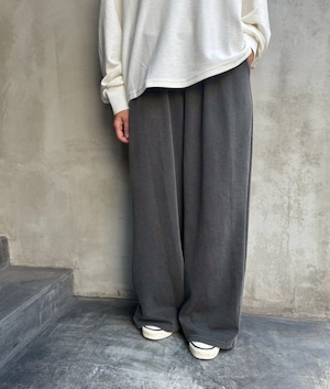 【flamingo firm】スラブ脇タックワイドパンツ