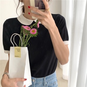 ラウンドカラーサマーニット T0158