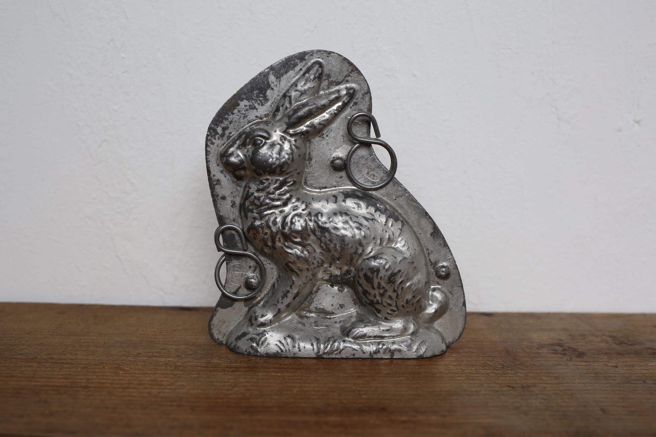 フランス アンティーク ヴィンテージ ウサギ型 チョコモールド チョコレート型 両面 クリップ2個付き