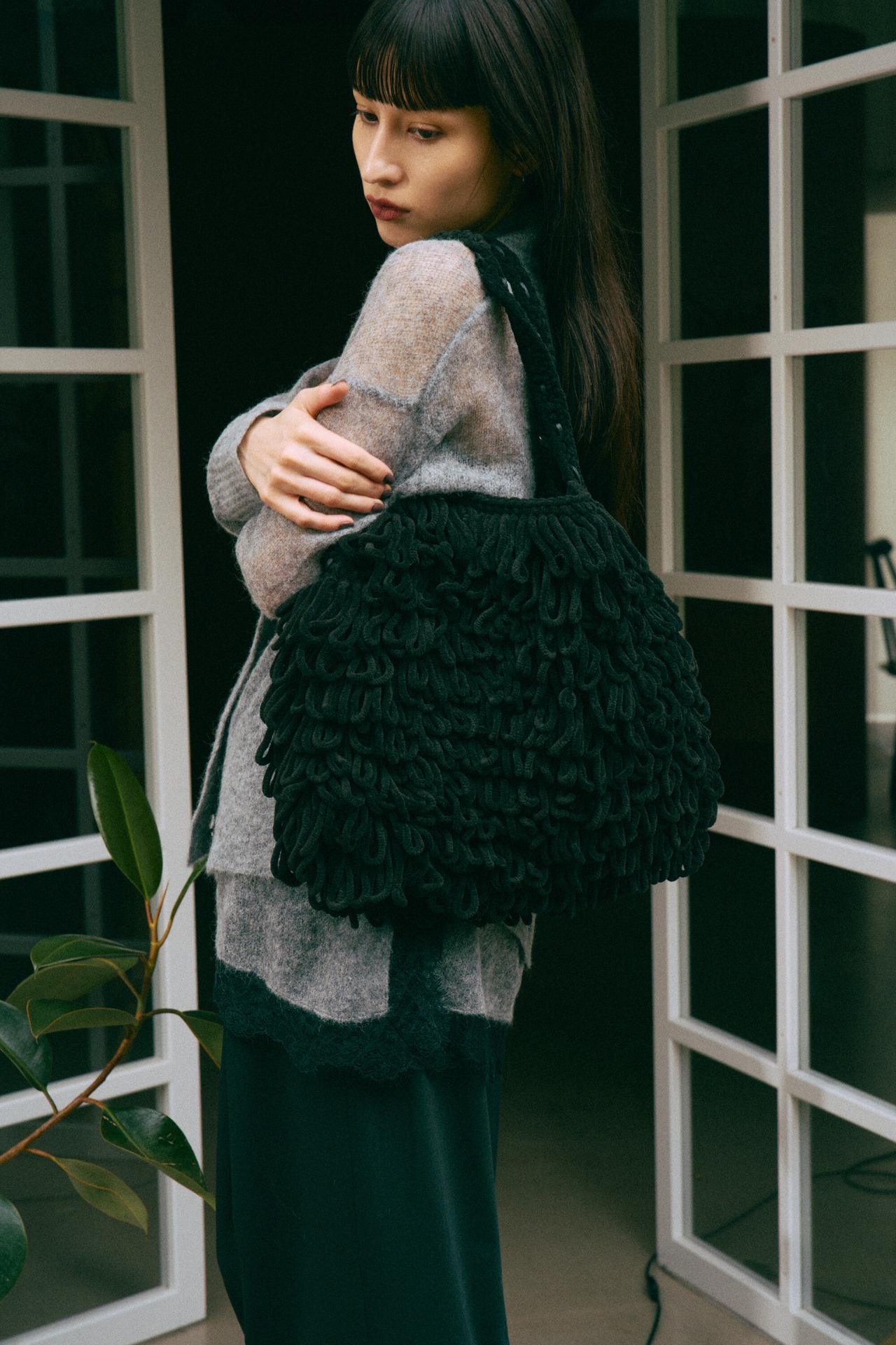 Thick Velvet Loop Monster Bag Hand Knit