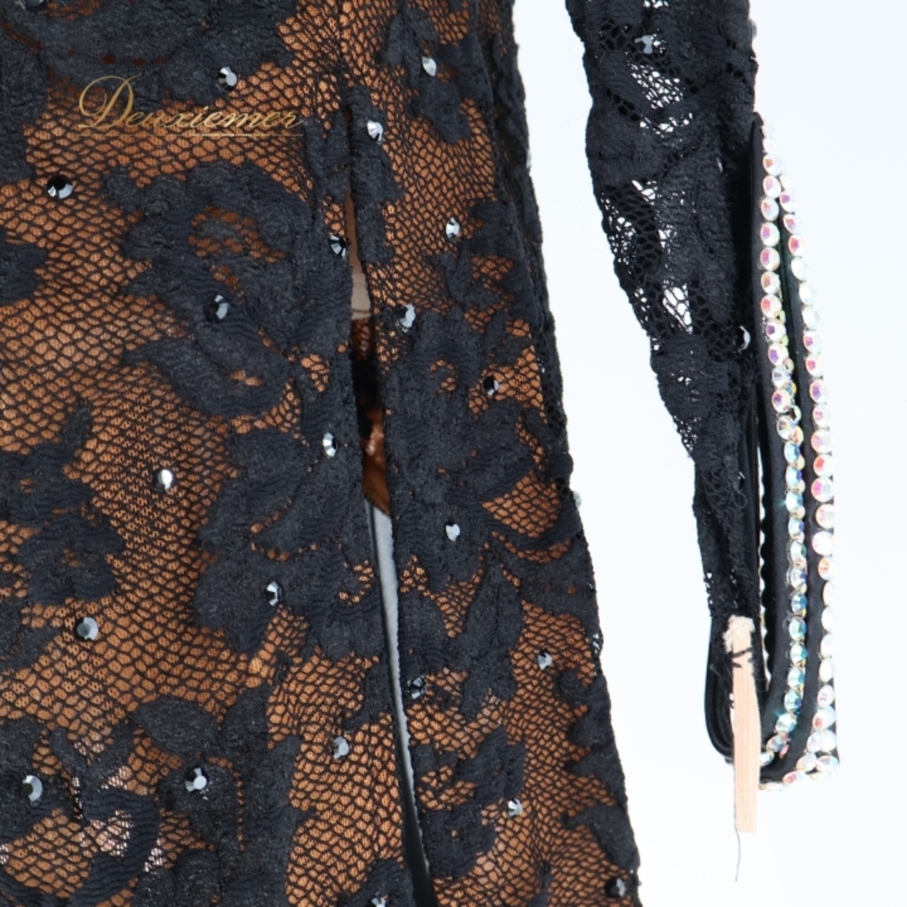 社交ダンス 衣装 ラテン ドレス ワンピース レース デモ 競技 YANAGIDA DANCEWEAR ヤナギダダンスウェア 黒 レース 発表会 パーティ 高級感 上品 ブラック系 ブラウン系 エレガント フェミニン セクシー ステージ衣装 フォーマル 長袖 レディース ダンスパフォーマンス ドレッシー コスチューム スタイリッシュ