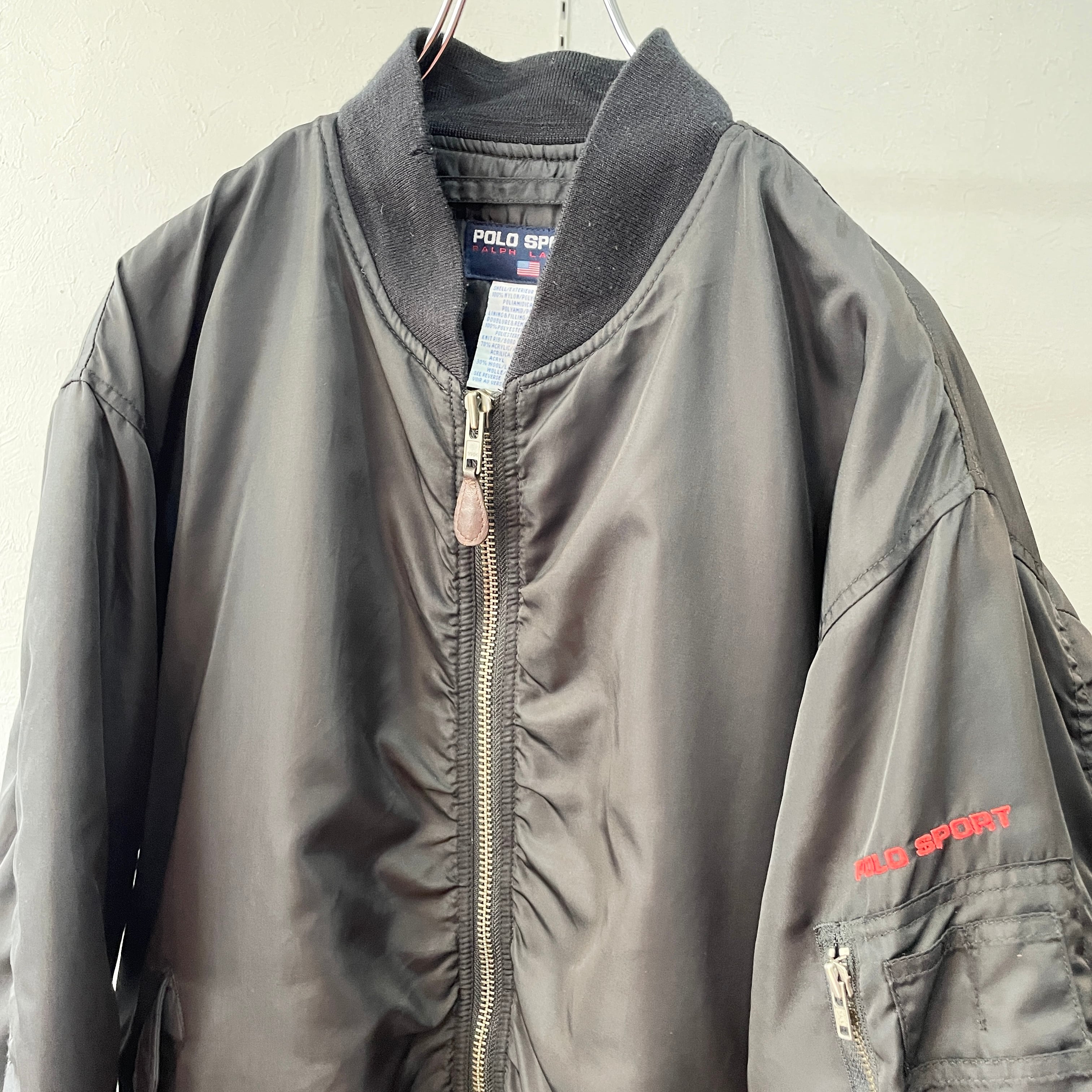 90s ポロスポーツ MA-1フライトジャケット ラルフローレン ブラック L