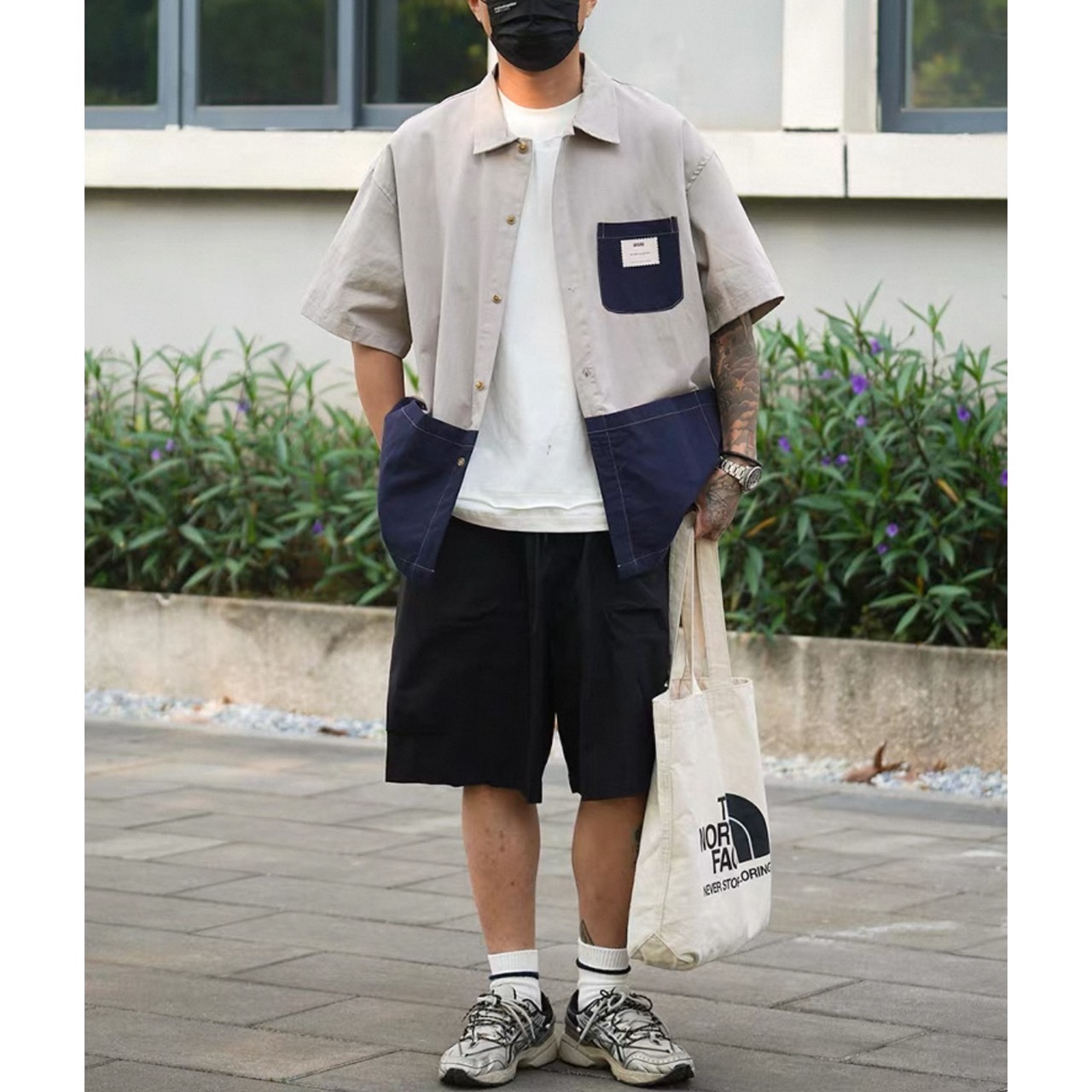 Two tone pocket work shirt 1459 - 2