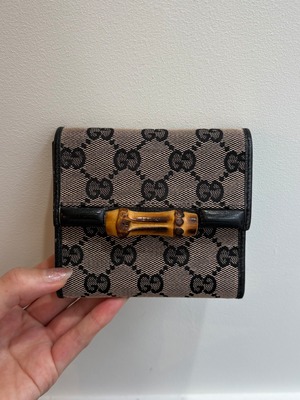 GUCCI/ vintage bamboo monogram wallet.