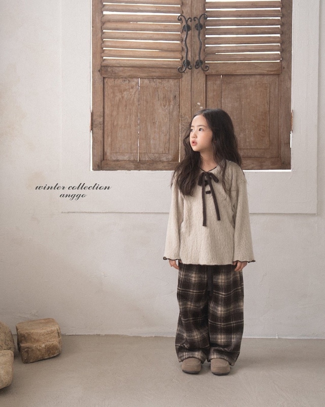 ˗ˏˋラスト1点♡ ˎˊ˗ 【 即納 】 2025 冬新作 anggo(アンコ ) チェックパンツブラウン (kids)