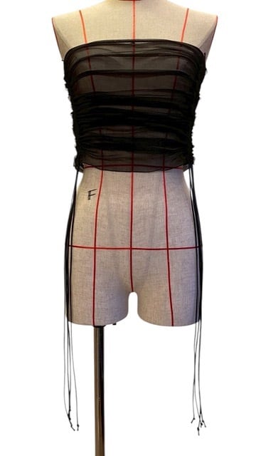 FUMIE=TANAKA フミエタナカ sheer gather bustier F26S37（BLK