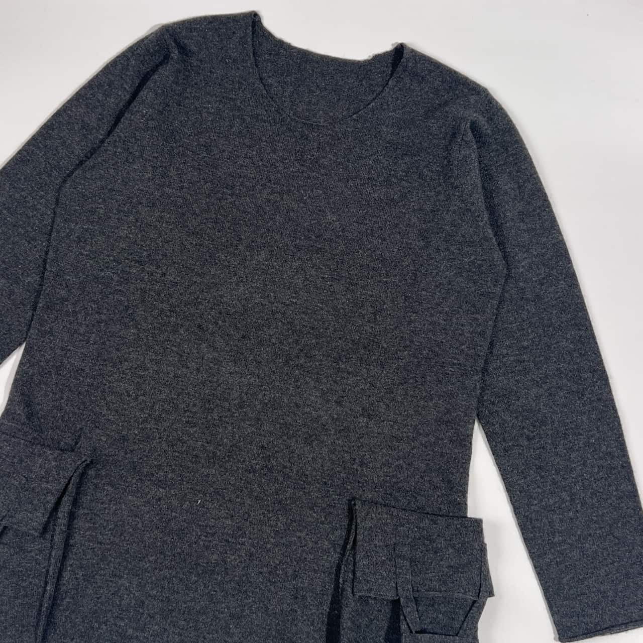 JURGEN LEHL ヨーガンレール ポケット デザイン ウール ニット セーター M/ダークグレー レディース