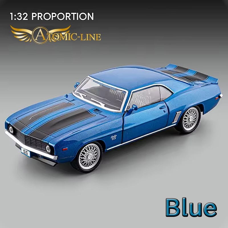 カマロのHOスケールスロットカー 赤と黄色 LEDライト付き2台 Chevrolet カマロ SS 1/32 ミニカー 全3色 ライト点灯 エンジン