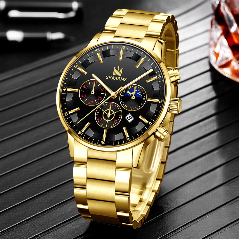 T98 新品 美品デュアルタイプ ★腕時計メンズラグジュアリー黒ブラック