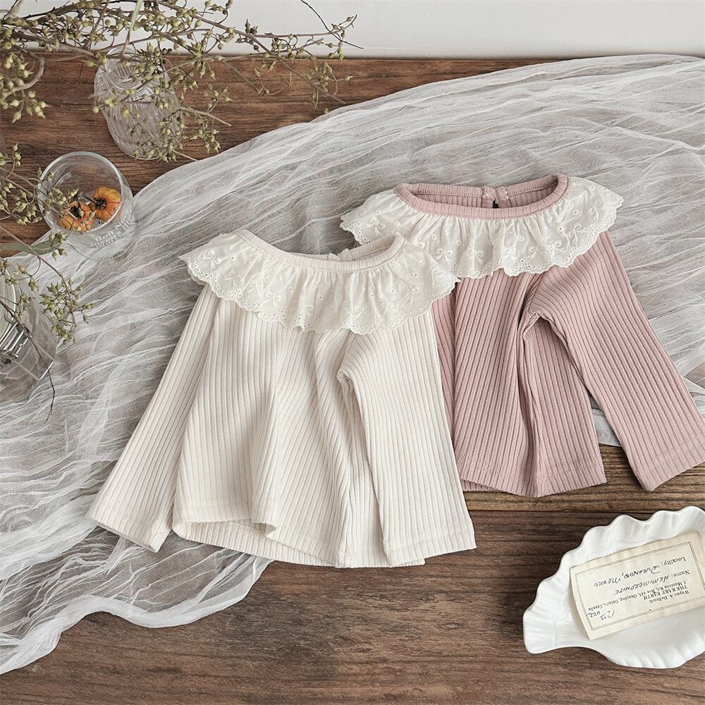 【BABY】春新作 レース無地長袖シャツ