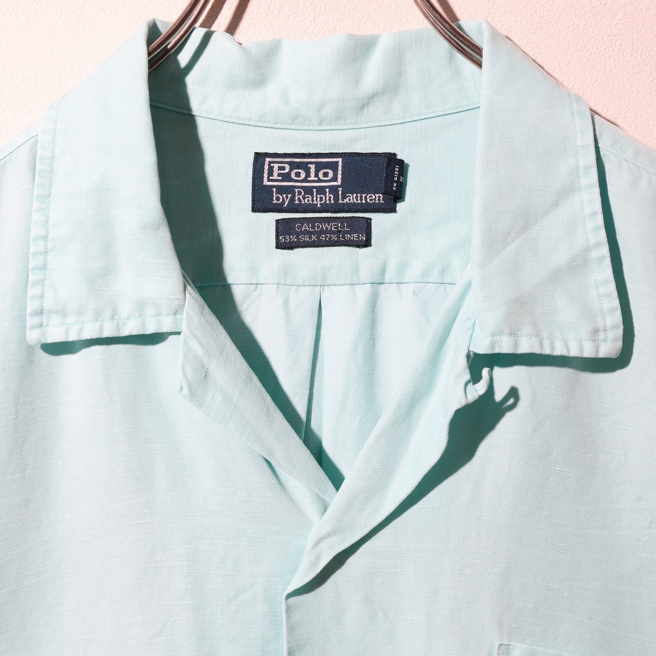 美品 L アイスミント Caldwell Polo Ralph Lauren ポロラルフローレン 半袖開襟シャツ