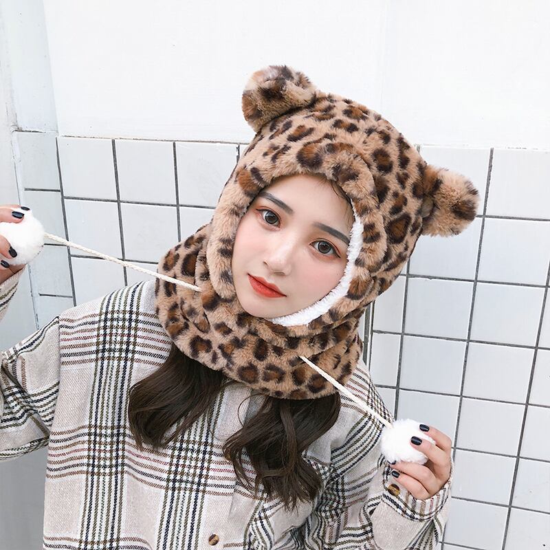 オータムウィンタースカーフ レオパード 帽子 大人ガーリー スウィート キュート カジュアル 秋物 冬物 ブラック・アイド・ピーズ81221686714