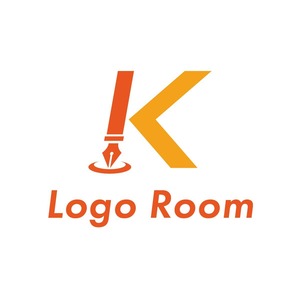 No319 Kとペンのロゴ【アルファベット、K、ペン、オレンジ、黄色、明るい、親しみ、士業、団体、企業、施設、商品、アプリ】