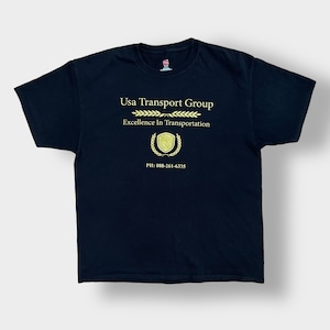 【HANES】企業系 プリントTシャツ 運送会社 Usa Transport Group X-LARGE ビッグサイズ 黒t 半袖 夏物 US古着