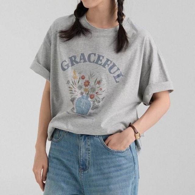 グラフィック クルーネック Tシャツ  L1327