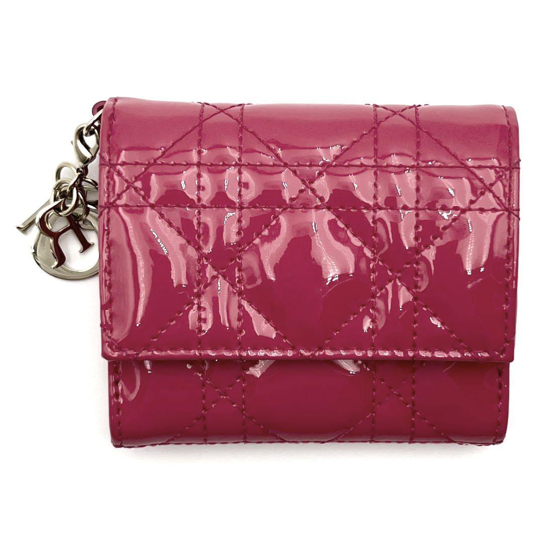 【貴重色】クリスチャンディオール Christian Dior　財布　折り財布　ロータス　ウォレット　エナメル レディース