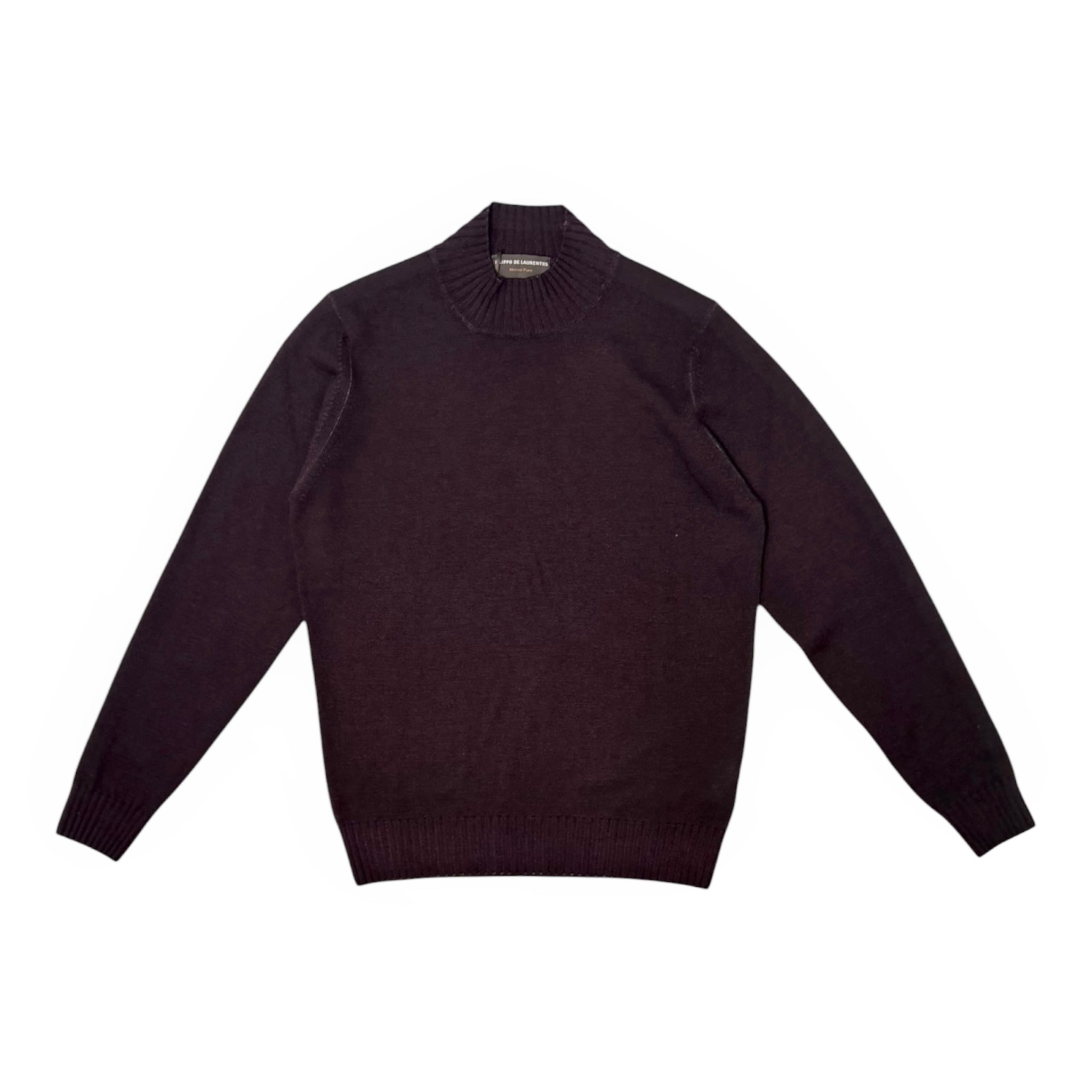 FILIPPO DE LAURENTIIS(フィリッポ デ ローレンティス) 10Gauge Wool Mock neck Knit (Garment Dye) (LU3ML64)/BURGUNDY(N380)