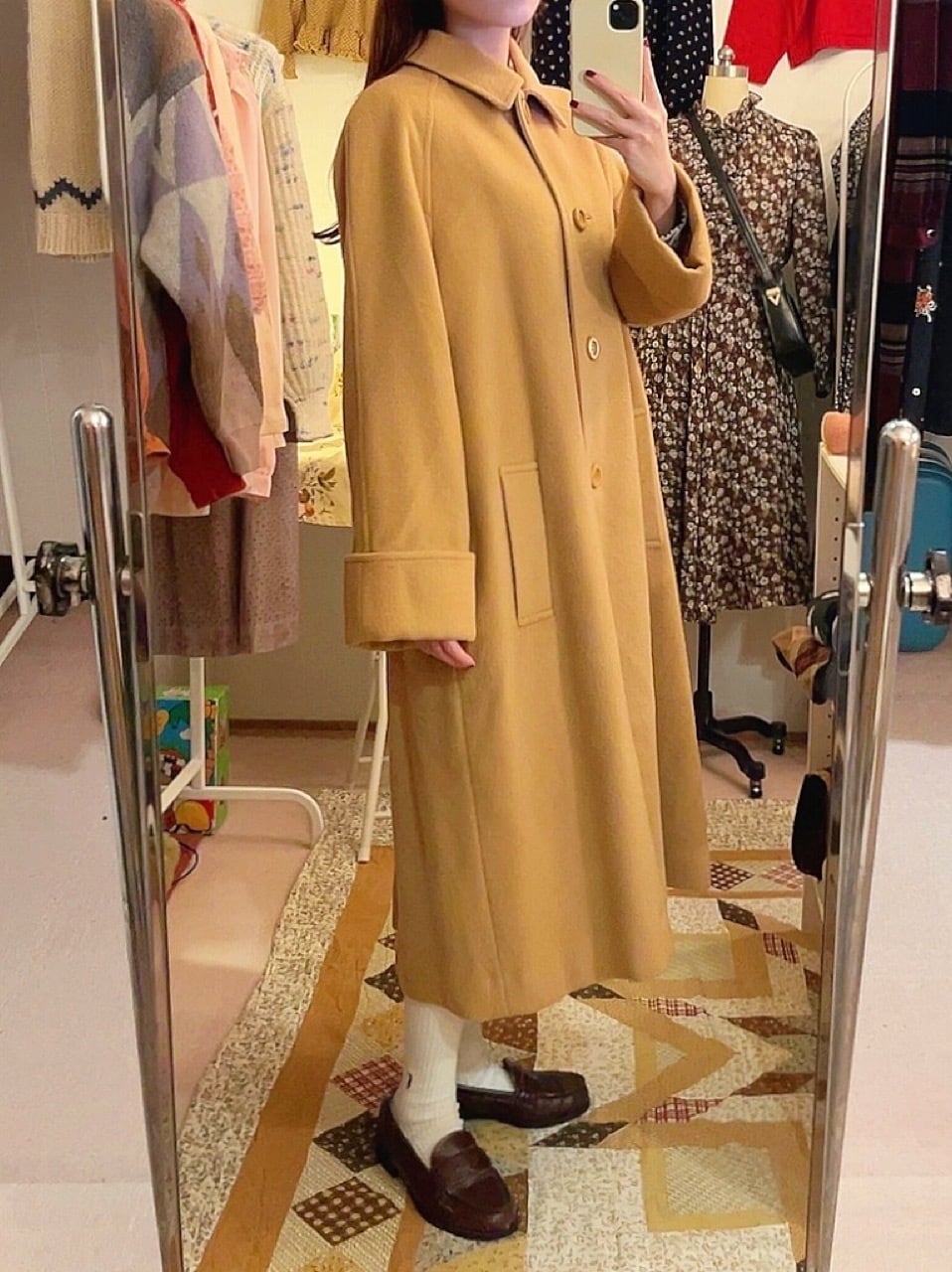 / camel beige raglan long coat