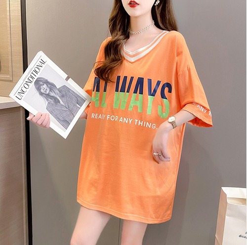 【春夏新作】ファッションＴシャツ♪オレンジ/ブルー2色展開◆settc-288037