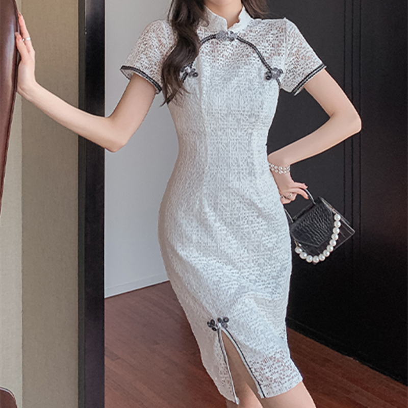 【未使用】OZZ ONESTE 半袖チャイナ服 白レース lifu-3040.jpg