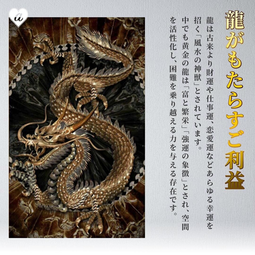 A0サイズ（約84x119cm）】【pn-poster-38】龍神 ドラゴン 辰 開運 金運